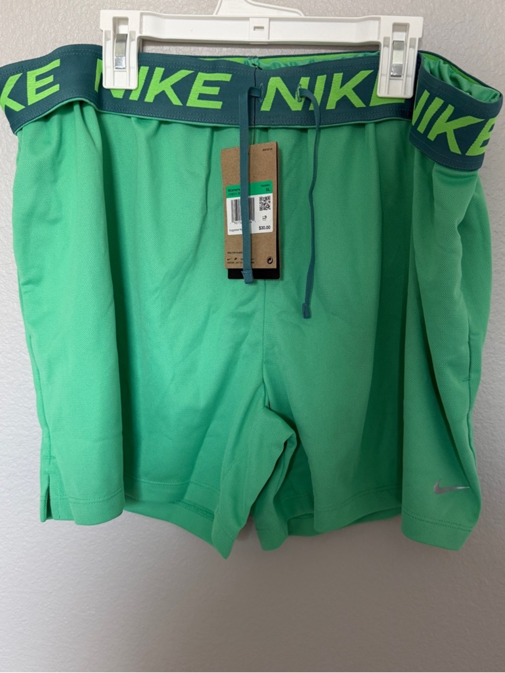 Nike Teal Green Women's Training Shorts with Dark Teal Waistband